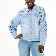 TWRHLL by Christie Brinkley Embroidered Denim Jacket