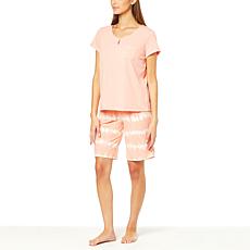 Uncover 2-piece Short-Sleeve Top with Bermuda Short PJ Set