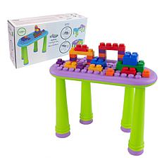 UNiPLAY Soft Building Table with 25-Piece Building Blocks - Purple