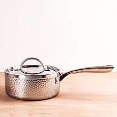 Vintage Hammered Tri-Ply 18/10 Stainless Steel 8" Saucepan 3qt. wit...