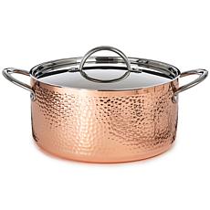 Vintage Hammered Tri-Ply Copper 9.5" Stockpot 5.75qt with Lid