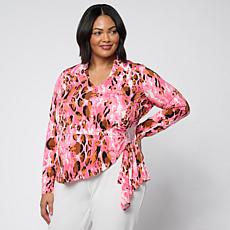 Vivica A. Fox Collection Long-Sleeve Notched Collar Peplum Top