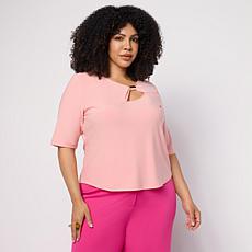 Vivica A. Fox Collection V-Neck Elbow-Sleeve Jersey Knit Shirt