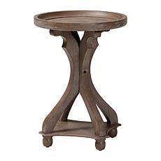 Westlyn French Country Wood End Table with Round Tray Top