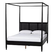 Wholesale Interiors Baxton Studio Marisela Canopy Bed-Rattan Headboard