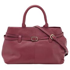 Wildflower Belted Glove Leather Satchel with Crossbody Strap