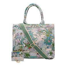 Wildflower Parisian Toile Print Tote with Coin Purse Set