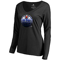 Women's Fanatics Black Edmonton Oilers Midnight Mascot Long Sleeve ...