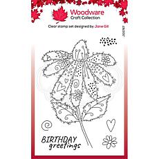 Woodware Clear Singles 4" x 6" Stamp - Fuzzy Flowers - Daisy