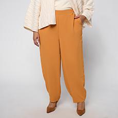 WynneCollection Drapey Twill Elastic Waist Barrel Leg Pant