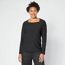 WynneCollection Luxe Crepe Asymmetrical Neckline Top