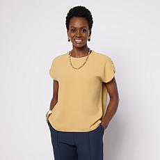 WynneLayers Cap-Sleeve Crew-Neck Top