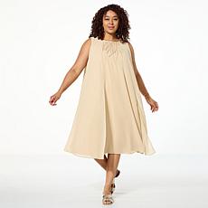 WynneLayers Chiffon Overlay Dress with Embroidery