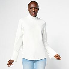 WynneLayers Cotton Blend Long-Sleeve Cuff Detail Turtleneck Shirt