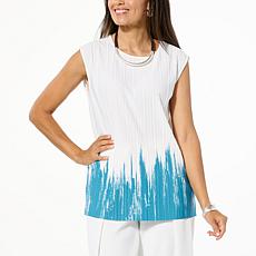 WynneLayers Summer Plisse Knit Sleeveless Top