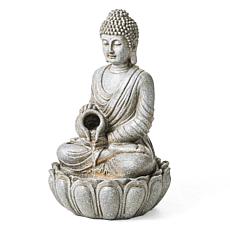 Zen-Style Meditative Buddha Fountain with LED Lights 20.5"H