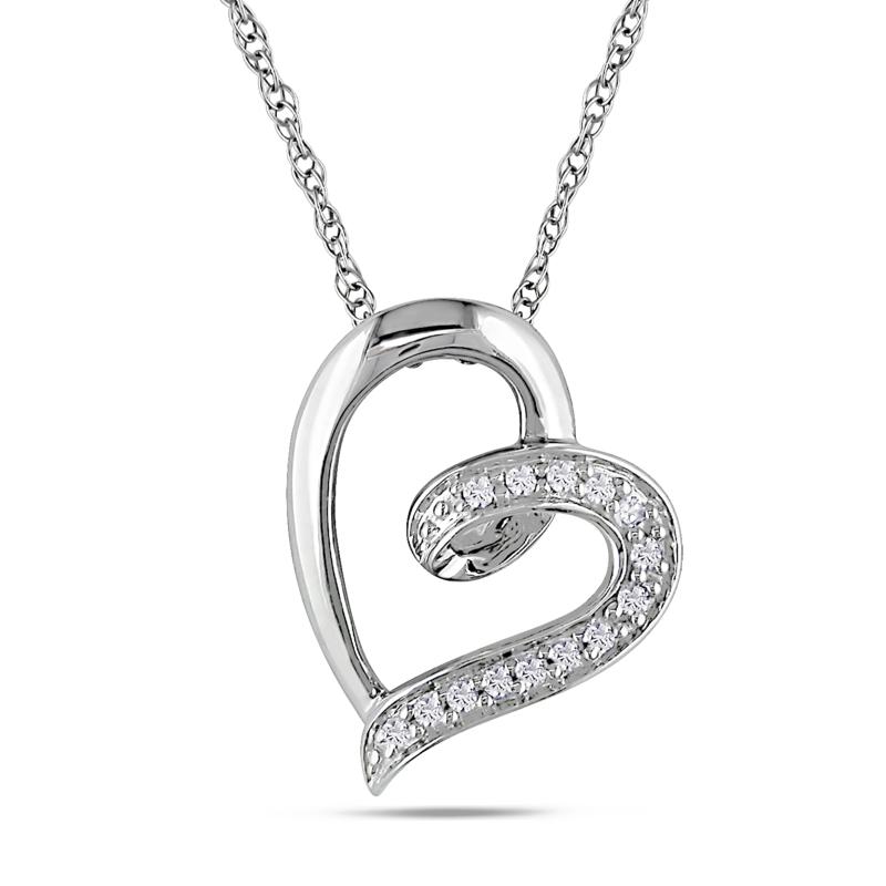 0.05ctw White Diamond Heart Pendant with 10K Gold Chain