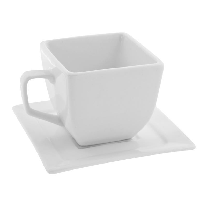 10 Strawberry Street Whittier Set of 4 Square Cup/Saucer   White   7233875