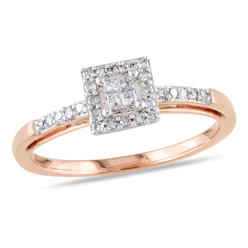 10K Rose Gold 0.19ctw White Diamond Engagement Ring
