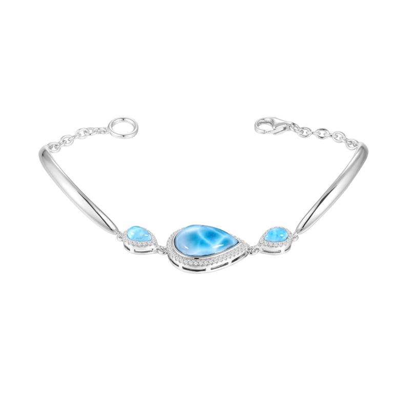 Alamea Sterling Silver Larimar and CZ Bracelet