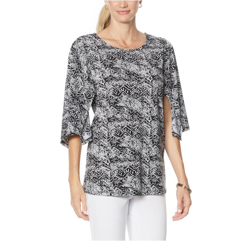 Antthony Kimono-Sleeve Batik Print Top