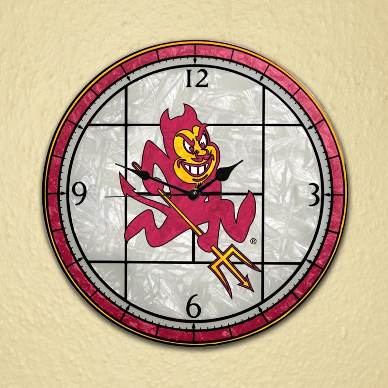 NCAA Sports Team Art Glass Wall Clock