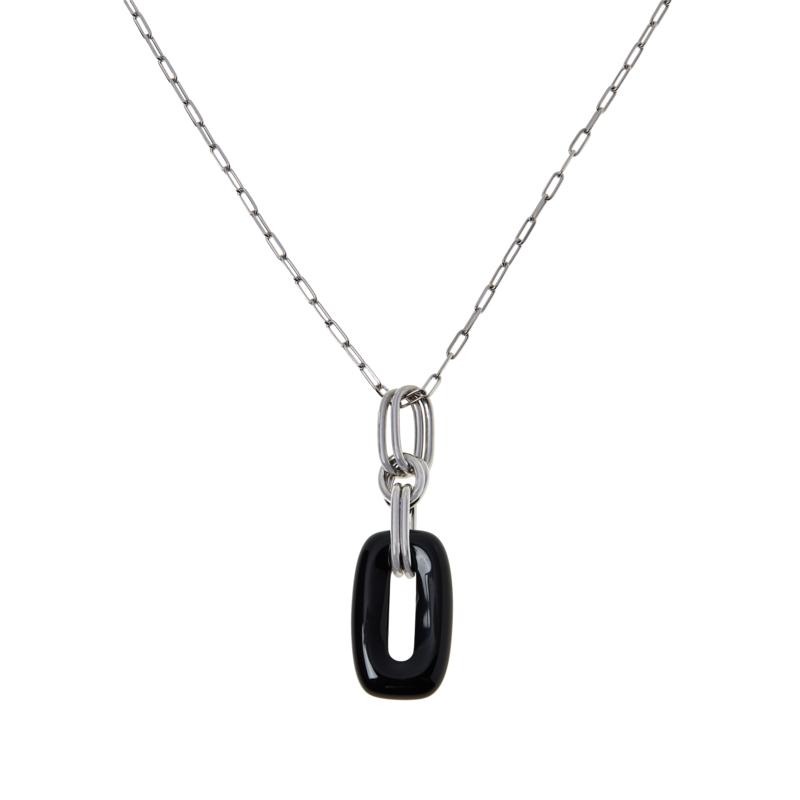 Bianca Milano Sterling Silver Rectangular Gemstone Pendant with Chain