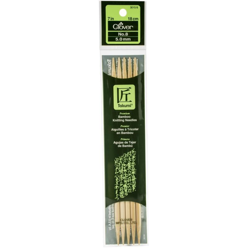 Clover Bamboo 2 Point Knitting Needle 5 pack, 7in   Size 8