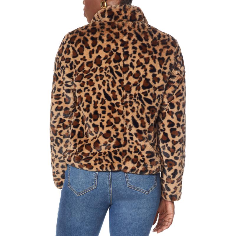 splendid leopard faux fur jacket