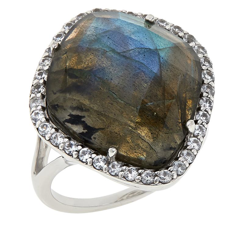 Colleen Lopez Sterling Silver Labradorite and White Zircon Ring