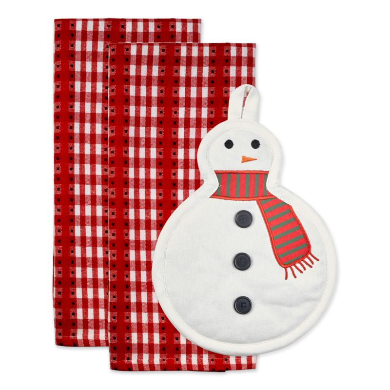 Design Imports Cozy Snowman Potholder And Towel Gift Set 3 Pack 9691026 Hsn