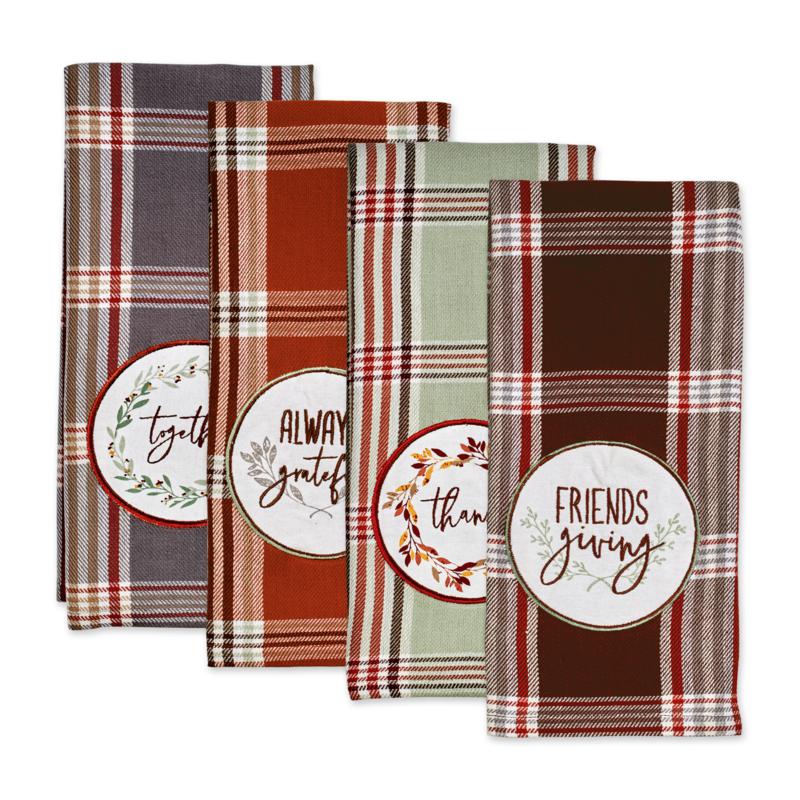 Design Imports Gathered Together Embellished Kitchen Towel Set of 4