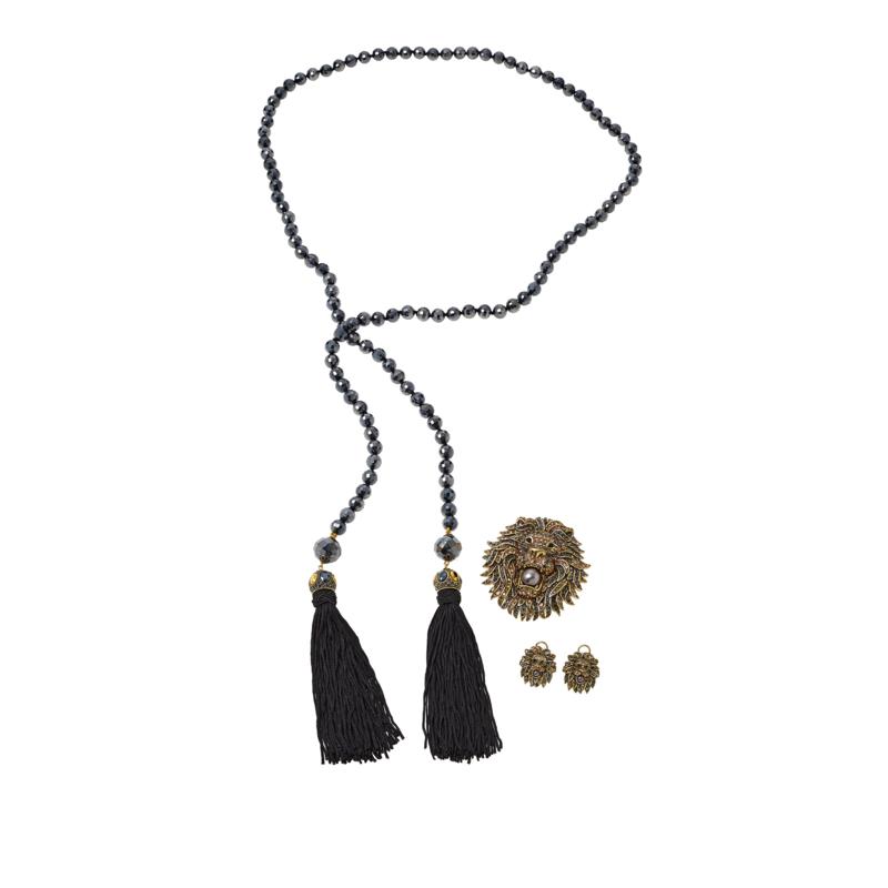 Heidi Daus Lariat Necklace, Drop Earrings and Pin Set