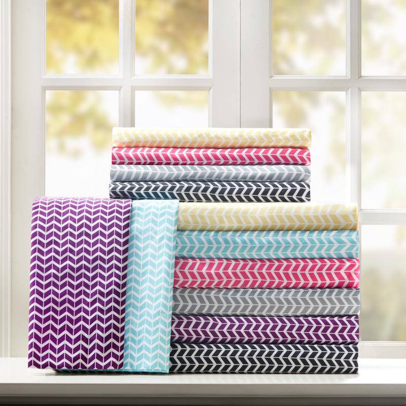 Intelligent Design Chevron Printed Microfiber Sheet Set Queen Purple 8586213 Hsn