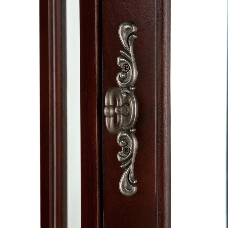 Lighted Corner Curio Cabinet with Mahogany Finish