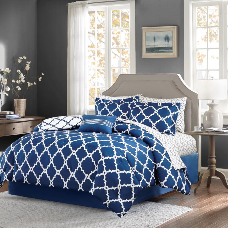 Madison Park Merritt 9pc Bedding Set - Full/Navy