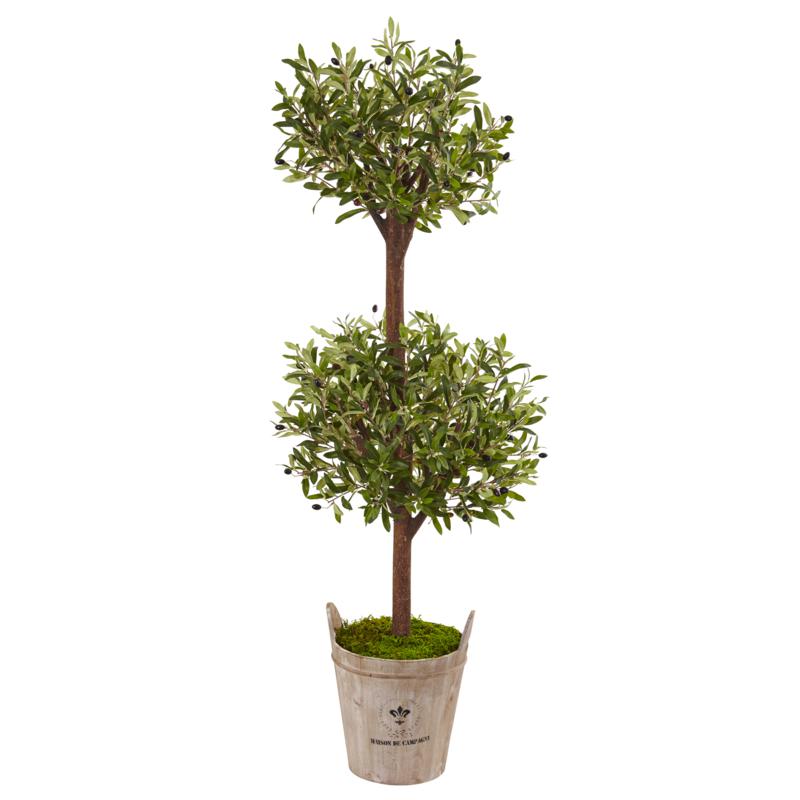 Nearly Natural 5' Olive Tree in Farmhouse Planter
