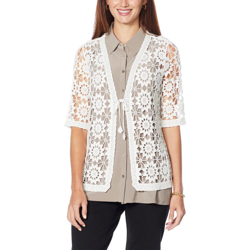 vince floral lace stitch pullover