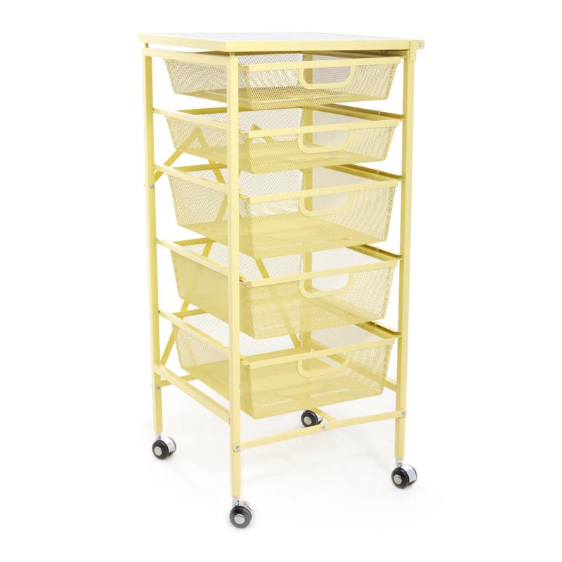 Origami 5-Drawer Cart with Wooden Top