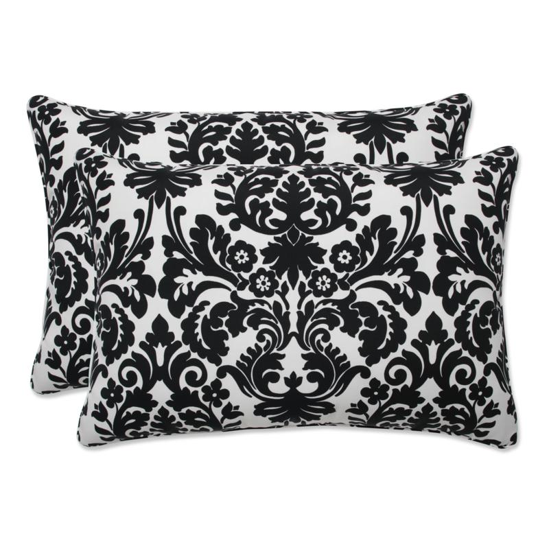 Pillow Perfect Set of 2 Outdoor Essence Rectangular Throw Pillows   BlackBeige