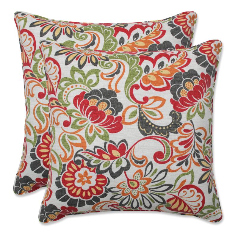 Pillow Perfect Set of 2 Zoe Square Corded Throw Pillows Multi