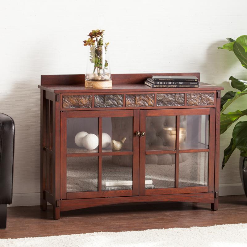 Raylyn Mission Faux Slate Sideboard and Display Curio