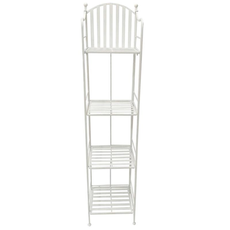 Santa's Workshop Iron 4-Tier Shelf in Antique White