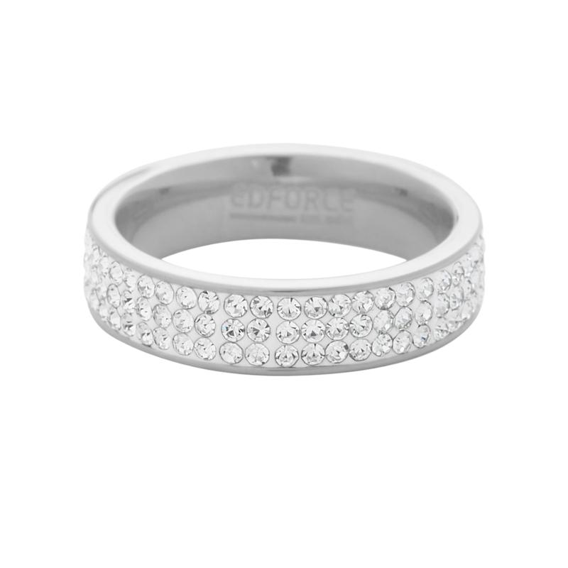 Stately Steel 3-Row Cubic Zirconia Band Ring