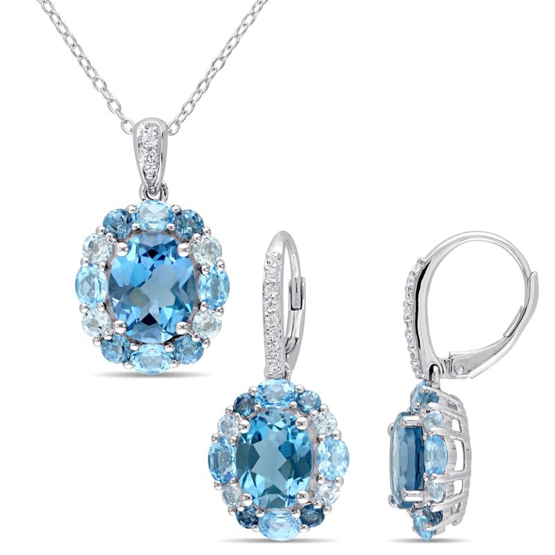Sterling Silver Multi Chain Necklace /& Earrings Set