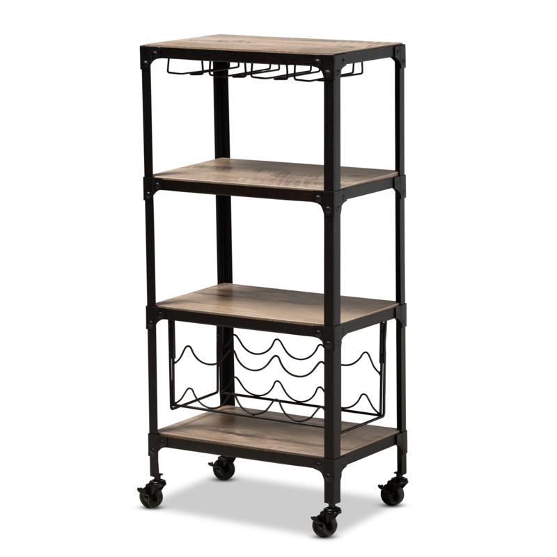 Wholesale Interiors Swanson Metal & Wood Mobile Kitchen Bar Wine Cart