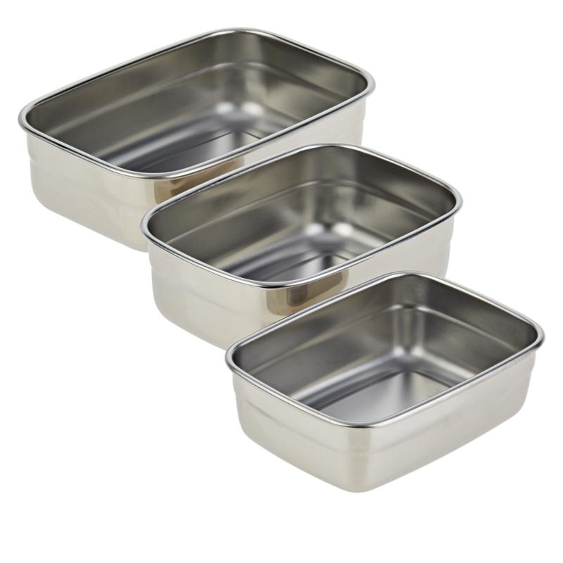 Wolfgang Puck 3 Piece Stainless Steel Food Storage Containers 9358587 Hsn