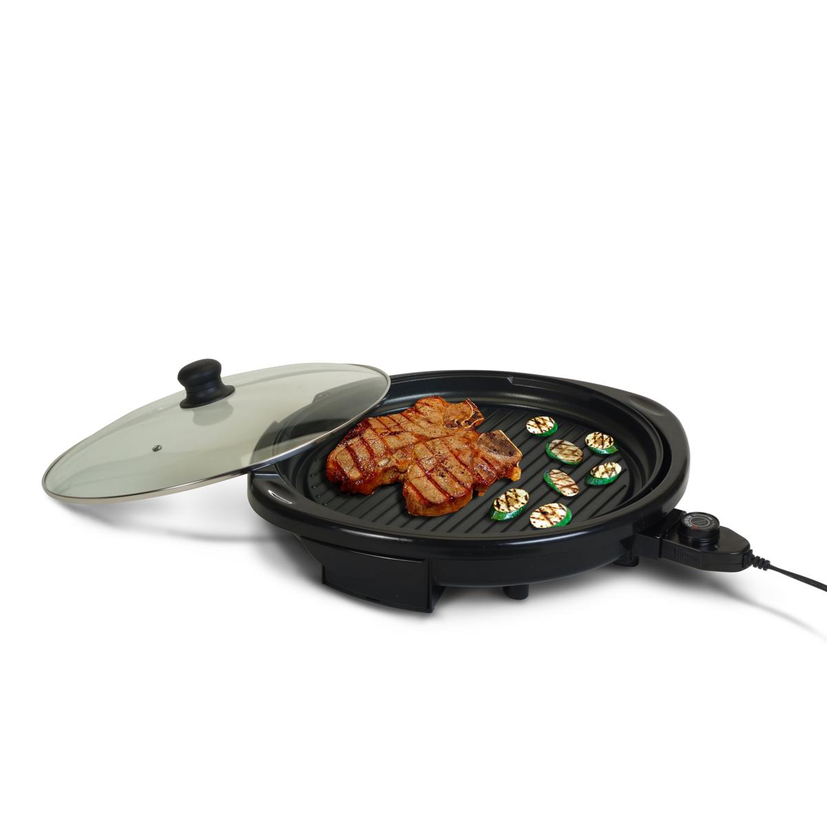 Elite Gourmet 14" Round Indoor Grill with Glass Lid 7231127 HSN
