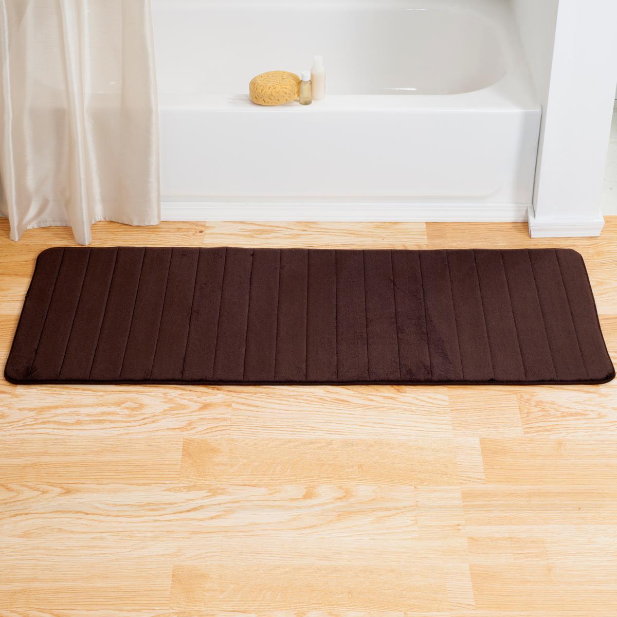 Lavish Home Memory Foam Striped Extra-Long Bath Mat - 24" x 60 ...