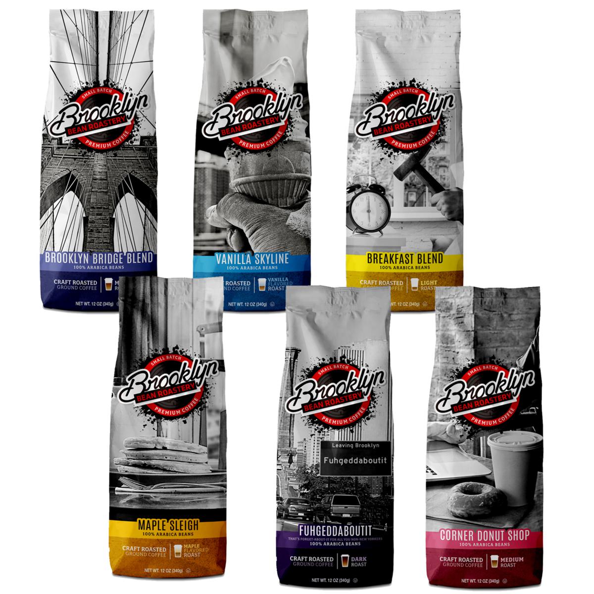 Brooklyn Beans Ground Coffee Variety Roast & Flavors 12oz. Bags - 6pk | HSN